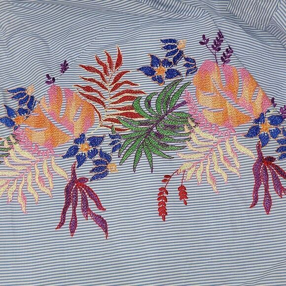 Maison Common Striped Back Zip Embroidered Top Blouse Shirt Size 44 US Large - Picture 9 of 12